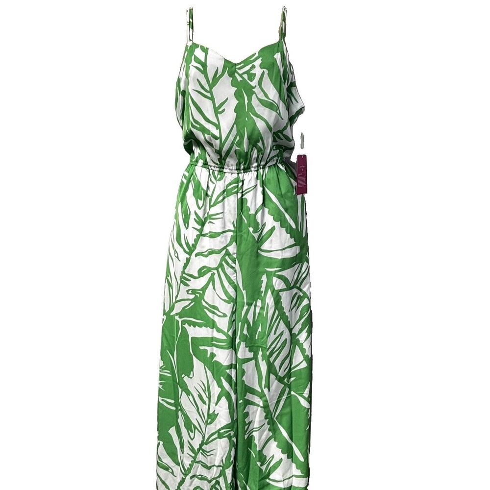 Lilly Pulitzer for Target Green White Palm Leaf Jumpsuit Wide-Leg Sleeveless L